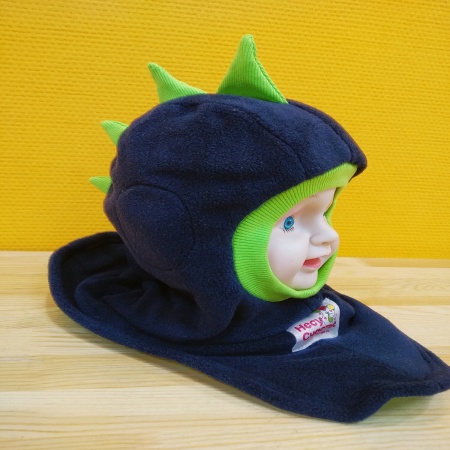Шапка-шлем 'Дракон', т.синий/зеленый, демисезон