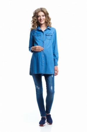 6000.1078 блуза джинсовая прямого силуэта голубой