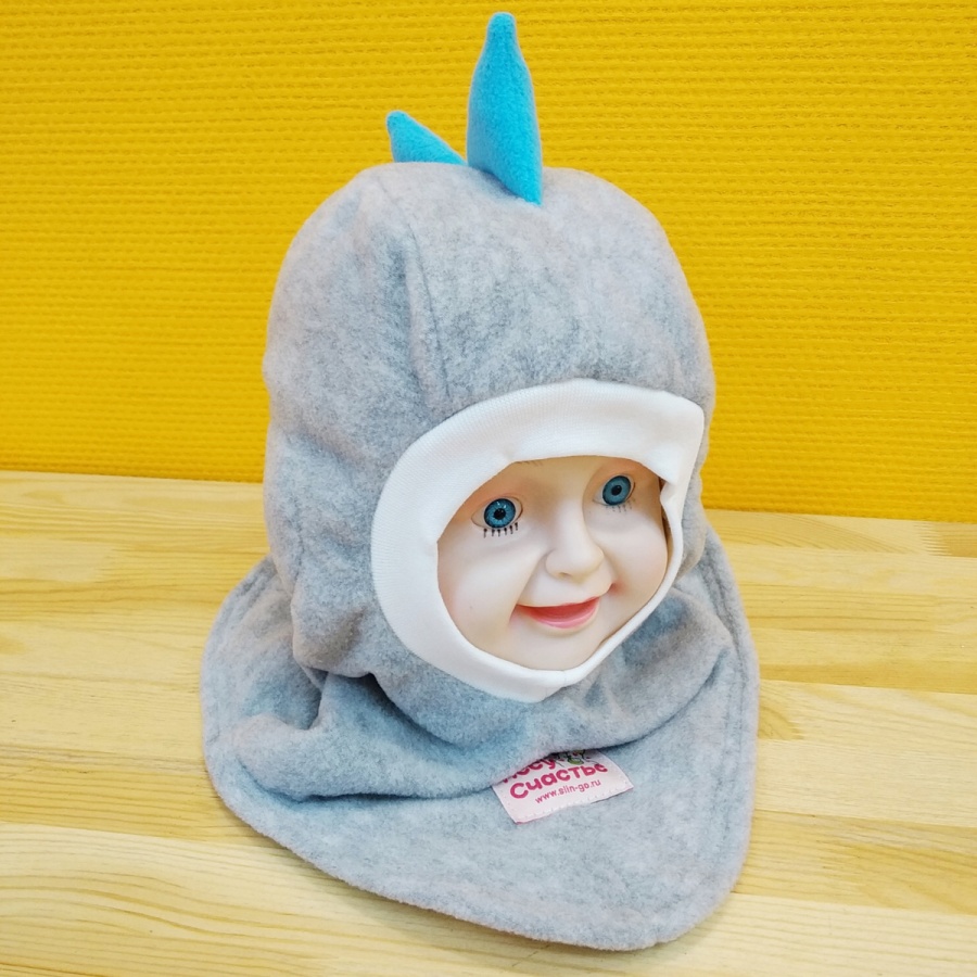 Шапка-шлем 'Дракон', серый/бирюзовый, демисезон