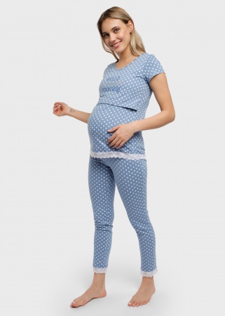 Комплект для дома 'Агния' для беременных и кормящих; цвет: голубой горох