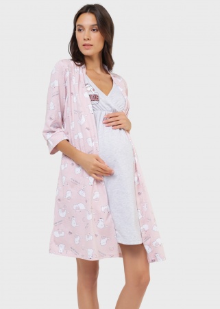 Комплект для роддома 'Айрис' для беременных и кормящих; цвет: серо-розовый