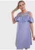 Платье 'Аля' для беременных; цвет: голубая полоса/вышивка