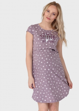 Ночная сорочка 'Медина' для беременных и кормящих; цвет: кофейные звезды