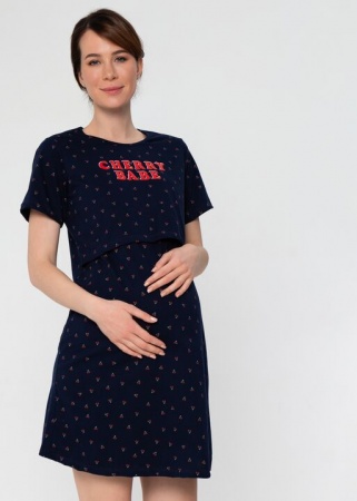 Ночная сорочка 'Медина' для беременных и кормящих; цвет: вишенки