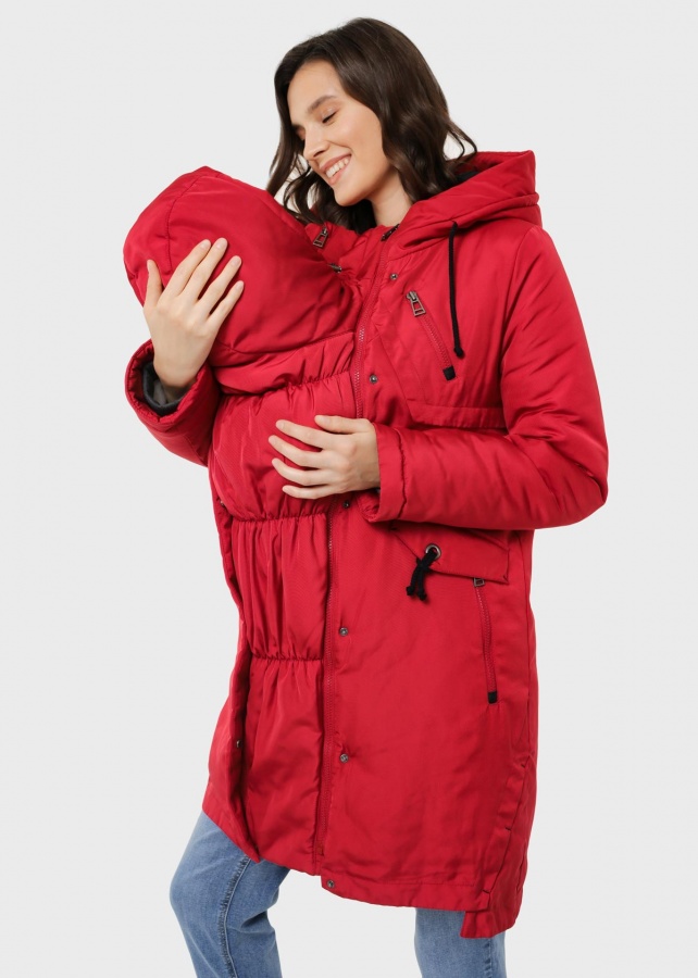 Куртка зимн. 3в1 'Мехико' для беременных и слингоношения; цвет: красный